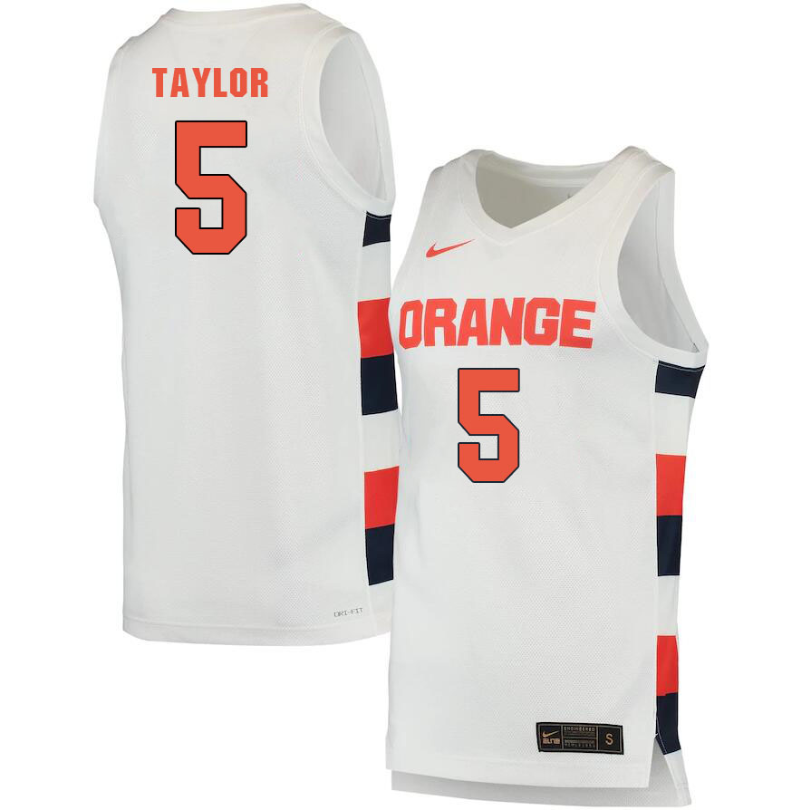 Men #5 Justin Taylor Syracuse Orange College 2022-23 Stitched Basketball Jerseys Sale-White
